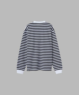 HOMME メンズ メンズ 細ボーダー コットン 長袖 Tシャツ ホワイト×ブラック