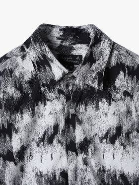 HOMME メンズ メンズ プリント コットン 長袖 シャツ ”Andy” ブラック