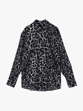 HOMME メンズ メンズ プリント コットン 長袖 シャツ ”Andy” ブラック