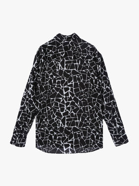 HOMME メンズ メンズ プリント コットン 長袖 シャツ ”Andy” ブラック