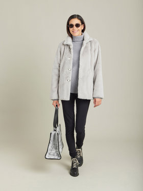 FEMME ウィメンズ カシミヤ タートルネック 長袖 ニット プルオーバー "Senga" グレー