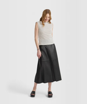 FEMME ウィメンズ ボーダー ラッセルニット編み ボートネック ノースリーブ トップス "Angelice" ホワイト系その他