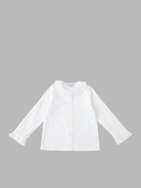 ENFANT ガールズ キッズ コットン 長袖 フリル ブラウス ホワイト
