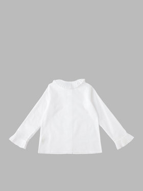 ENFANT ガールズ キッズ コットン 長袖 フリル ブラウス ホワイト