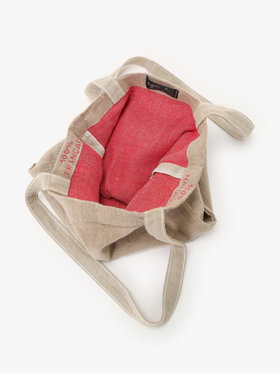 FEMME ウィメンズ ロゴ プリント リネン コットン トートバッグ "Charlie" レッド