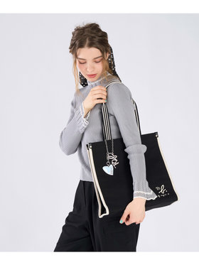 To b. by agnès b. WEB限定 ロゴ コットン スクエア トートバッグ ブラック