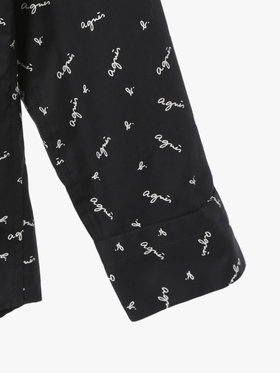 HOMME メンズ メンズ ロゴ プリント 長袖 シャツ ”Andy” ブラック