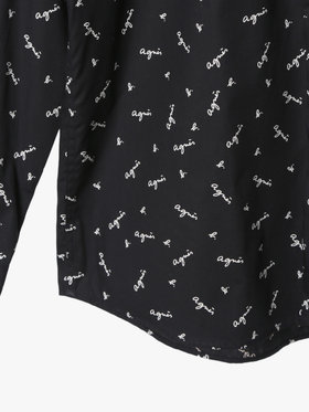 HOMME メンズ メンズ ロゴ プリント 長袖 シャツ ”Andy” ブラック