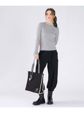 To b. by agnès b. WEB限定 ロゴ コットン スクエア トートバッグ ブラック