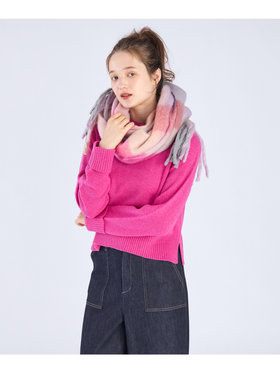 To b. by agnès b. ウール リブ カフス ニット プルオーバー ピンク