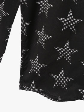 HOMME メンズ メンズ スタープリント コットン 長袖 シャツ ”Jimi” ブラック
