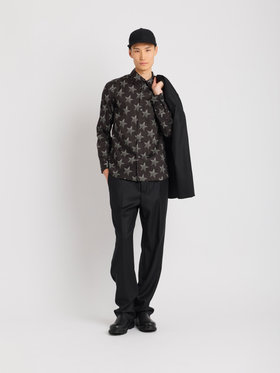 HOMME メンズ メンズ スタープリント コットン 長袖 シャツ ”Jimi” ブラック