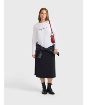 FEMME ウィメンズ ロゴプリント コットン 長袖 Tシャツ "Cool" ホワイト