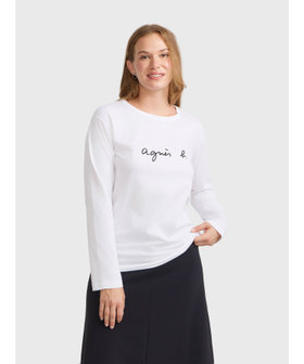 FEMME ウィメンズ ロゴプリント コットン 長袖 Tシャツ "Cool" ホワイト