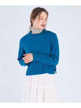 To b. by agnès b. ウール リブ カフス ニット プルオーバー ブルー