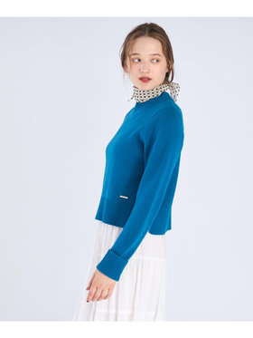 To b. by agnès b. ウール リブ カフス ニット プルオーバー ブルー