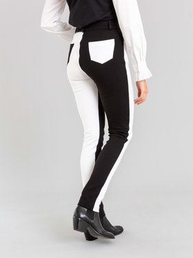 FEMME ウィメンズ コットンジャージー ツートーン スリムフィットパンツ ブラック