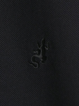 HOMME メンズ メンズ アイコニック 刺繍 コットン 半袖 ポロシャツ "Lezard" ブラック