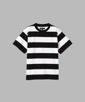 FEMME ウィメンズ 太ボーダー コットン 半袖 Tシャツ "Christof" ホワイト×ブラック