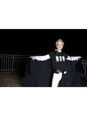 FEMME ウィメンズ コットンジャージー ツートーン スリムフィットパンツ ブラック