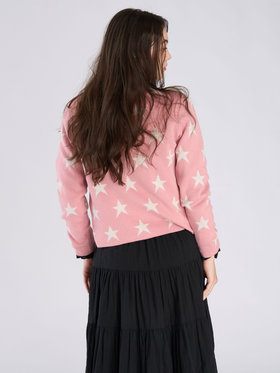 To b. by agnès b. ”To b.”ロゴ スター ジャカード ニット プルオーバー ピンク