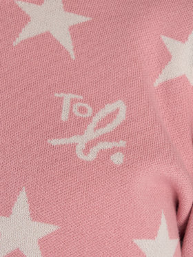 To b. by agnès b. ”To b.”ロゴ スター ジャカード ニット プルオーバー ピンク