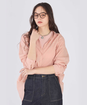 To b. by agnès b. コットン ロングスリーブ ボーイズシャツ ピンク