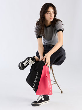 To b. by agnès b. ニット ロゴトートバッグ ブラック