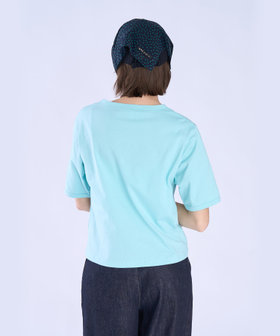 To b. by agnès b. ロゴ 刺繍 コットン 半袖 Tシャツ ブルー