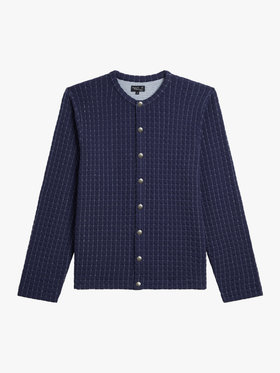 HOMME メンズ メンズ キルティング風 コットン カーディガンプレッション ネイビー