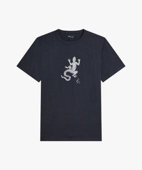 HOMME メンズ メンズ アイコニック プリント コットン 半袖 Tシャツ "Lezard" グレー