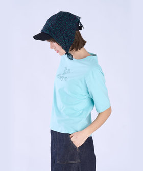 To b. by agnès b. ロゴ 刺繍 コットン 半袖 Tシャツ ブルー