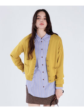 To b. by agnès b. 【Outlet】コットン Vネック ニット カーディガン マスタード