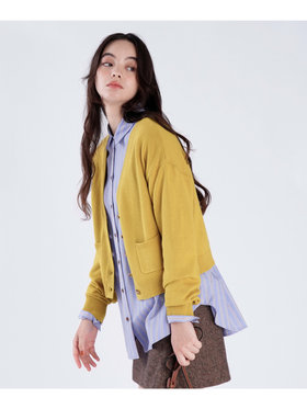 To b. by agnès b. 【Outlet】コットン Vネック ニット カーディガン マスタード