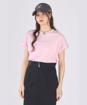 To b. by agnès b. ロゴ プリント コットン マカロン Tシャツ ピンク
