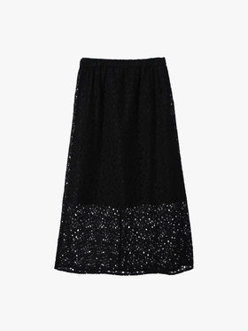To b. by agnès b. 【Outlet】ラッセルレース ロングスカート ブラック