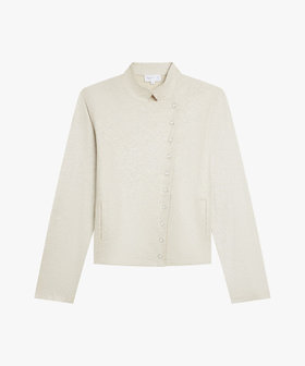 FEMME ウィメンズ リネン コットン スタンドカラー ジャケット "Fifre" シルバー