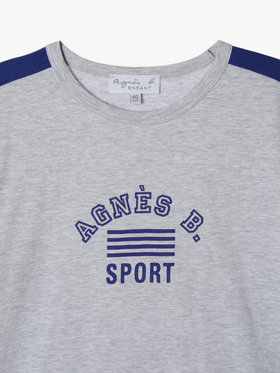 ENFANT ユニセックス キッズ ロゴ プリント コットン 半袖 Tシャツ グレー