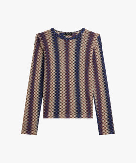 FEMME ウィメンズ ラッセル編み ニットジャージー 長袖 Tシャツ マルチ