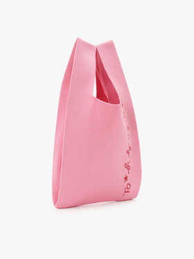 To b. by agnès b. ニット ロゴ トートバッグ ピンク
