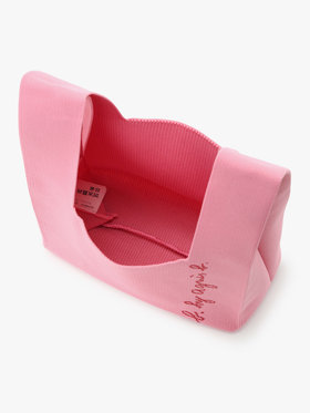 To b. by agnès b. ニット ロゴ トートバッグ ピンク