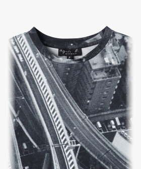 ENFANT ユニセックス キッズ フォトプリント コットン 5分袖 Tシャツ マルチ