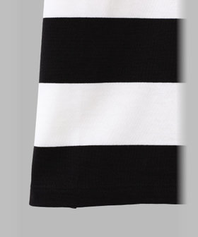 FEMME ウィメンズ 太ボーダー コットン 半袖 Tシャツ "Christof" ホワイト×ブラック