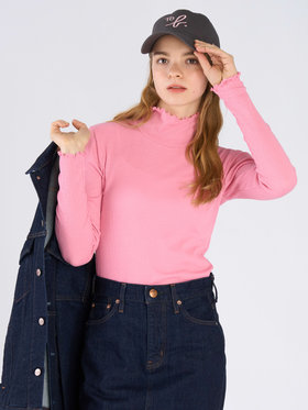 To b. by agnès b. シャーリング ジャージー タートル プルオーバー ピンク