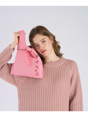 To b. by agnès b. ニット ロゴ トートバッグ ピンク