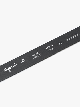 HOMME メンズ メンズ ”b.”ロゴ レザー ベルト ”Yann” ブラック