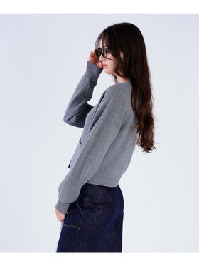 To b. by agnès b. 【Outlet】コットン Vネック ニット カーディガン グレー