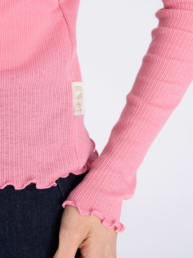 To b. by agnès b. シャーリング ジャージー タートル プルオーバー ピンク