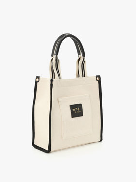 To b. by agnès b. ロゴ レザーネーム ミニ トートバッグ ホワイト