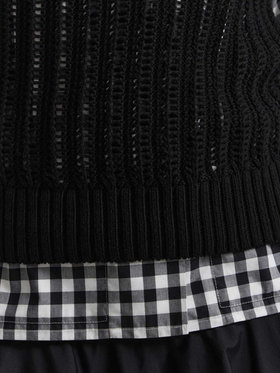 FEMME ウィメンズ コットン Vネック ノースリーブ ニット プルオーバー ”Capucine” ブラック